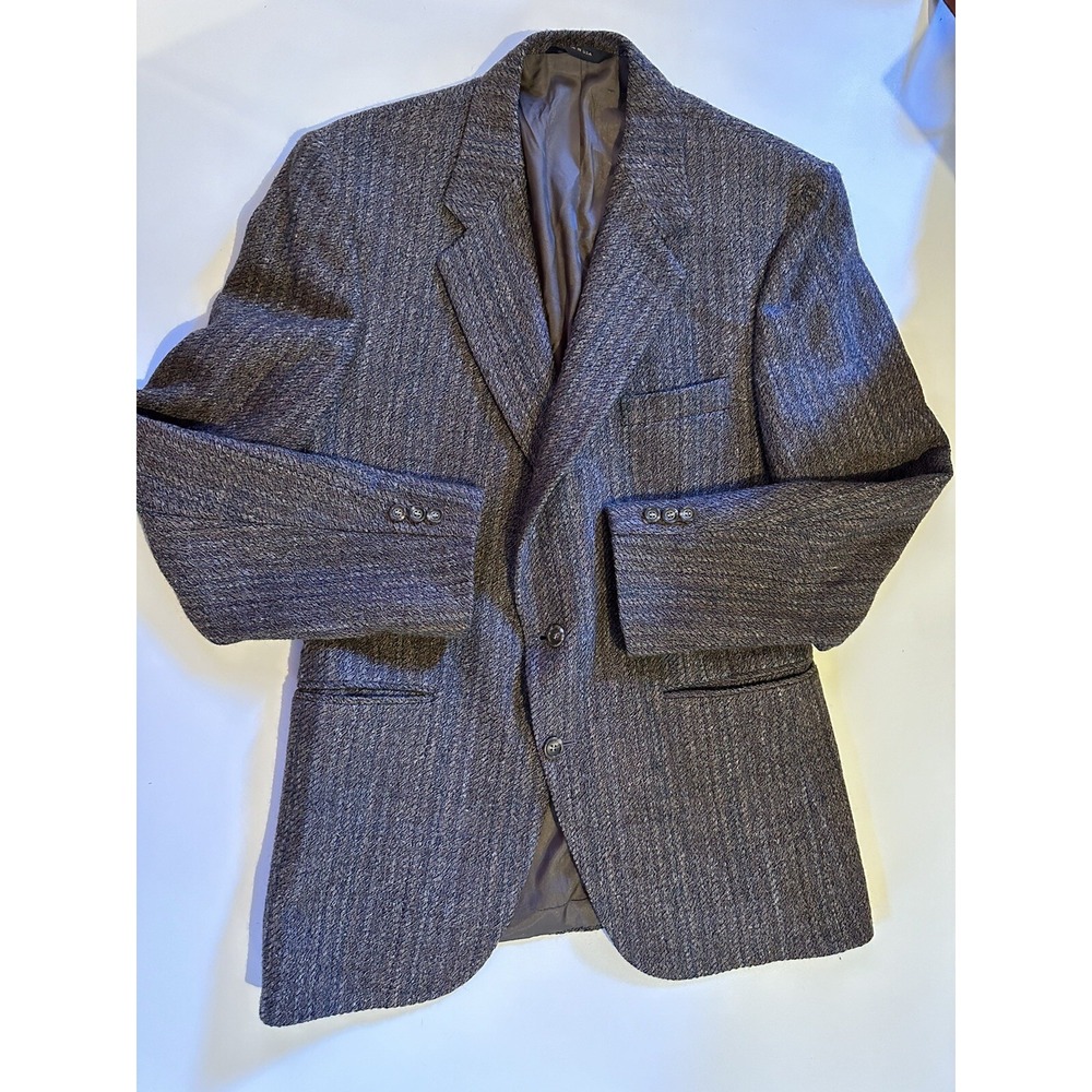 BACHRACH 100% Wool Men's Tan/Brown Tweed Blazer Size 44R Made In USA